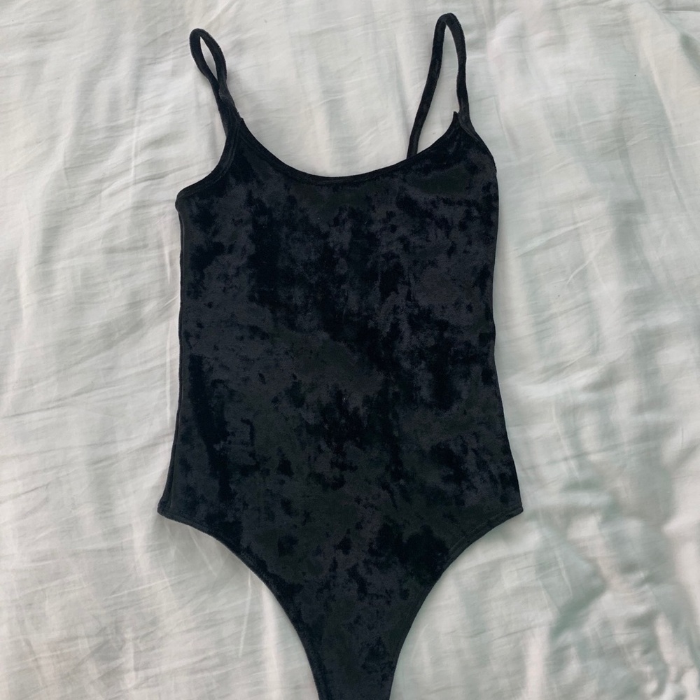 Velvet body suit in black